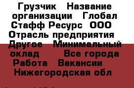 Грузчик › Название организации ­ Глобал Стафф Ресурс, ООО › Отрасль предприятия ­ Другое › Минимальный оклад ­ 1 - Все города Работа » Вакансии   . Нижегородская обл.